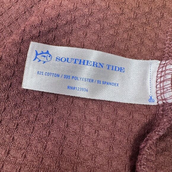 Southern Tide Men's XXL Outbound Quarter Zip Pullover Brown Heather Waffle Knit - Picture 11 of 13